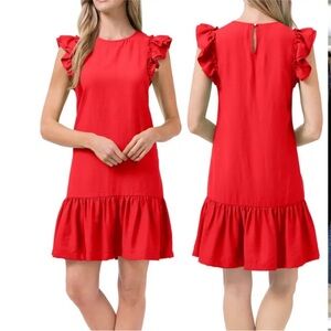 NWT Cece Flutter Sleeve Shift Dress, Coral, Size Small